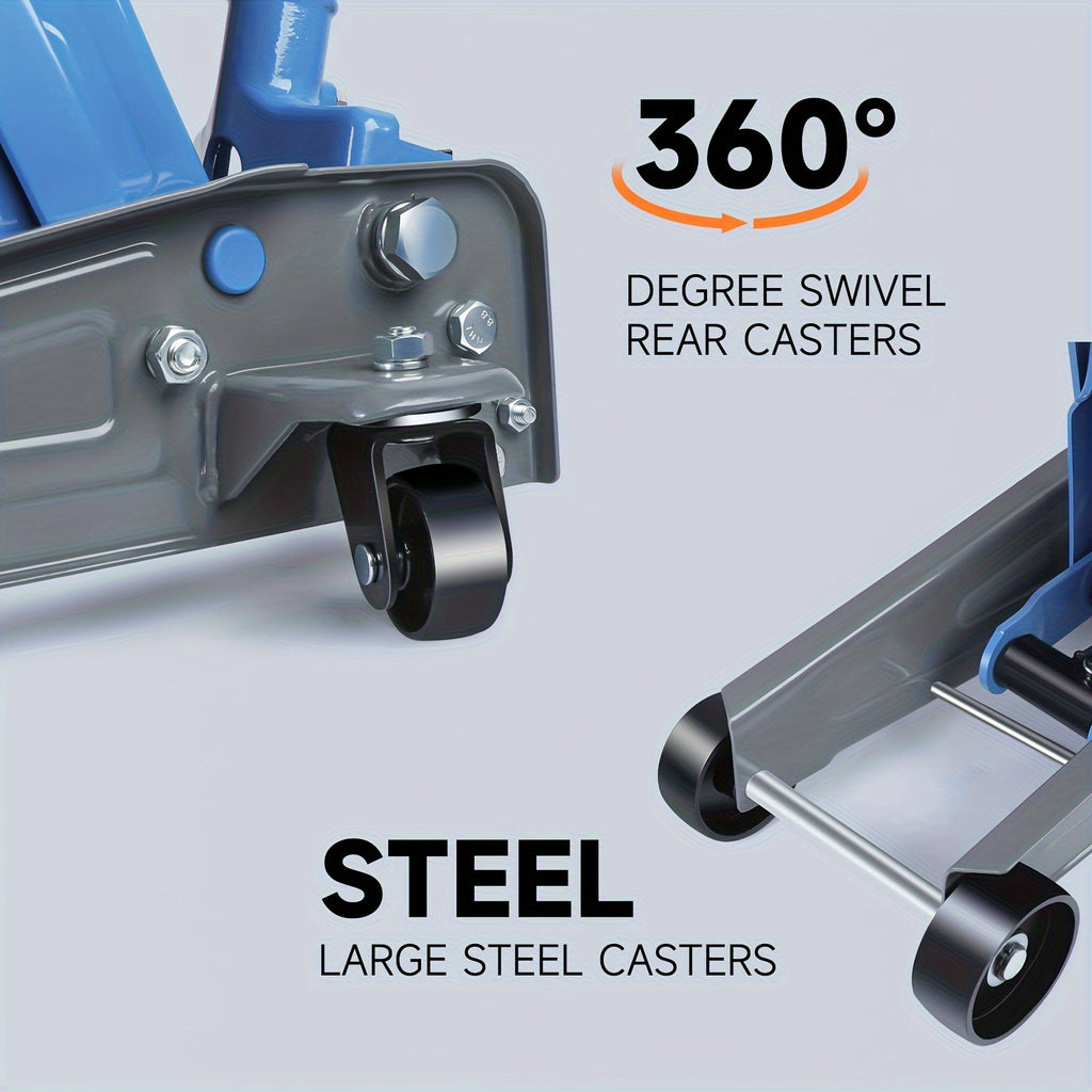 3 Ton Hydraulic Power Units Low Profile Floor Jack - Dual Piston Quick Lift Pump - Heavy Duty Carbon Steel Hydraulic Power Equipment for SUVs, Trucks - Blue