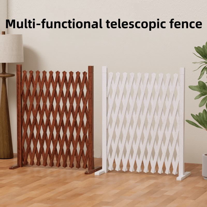 Dog Gate Folding Wooden - Thickened Natural Wood Grain Pet Barrier for Stairs Doorway & Home Entrance, Expandable Mesh Fence for Dogs & Puppies, 27.56 & 35.43 Inch Height Options in Carbonized & White
