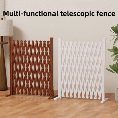 Dog Gate Folding Wooden - Thickened Natural Wood Grain Pet Barrier for Stairs Doorway & Home Entrance, Expandable Mesh Fence for Dogs & Puppies, 27.56 & 35.43 Inch Height Options in Carbonized & White