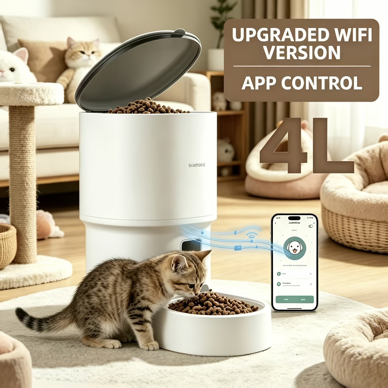 Automatic Pet Feeder – WiFi Remote Control, Detachable & Washable, Large Capacity Smart Food Dispenser for Cats & Dogs, 3 Models Available