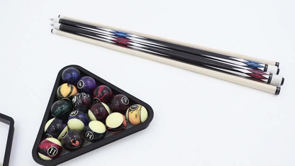 Pool Balls Billiard Set 20 Piece Complete Kit with 16 Fancy Billiard Balls 2 Diamond Pool Cue Sticks and 2 Ball Racks Full Billiard Table Accessories for Adults Men Home Office Bar Entertainment