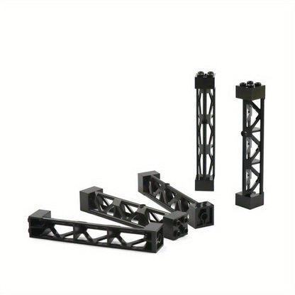 2x2x10 Pillar Support Bricks 20pcs Black – LEGO-Compatible Column Rod Blocks for MOC City Train Girder Military Architecture Builds, Parts 58827 95347, Bulk Brick Accessory for Kids & Adults