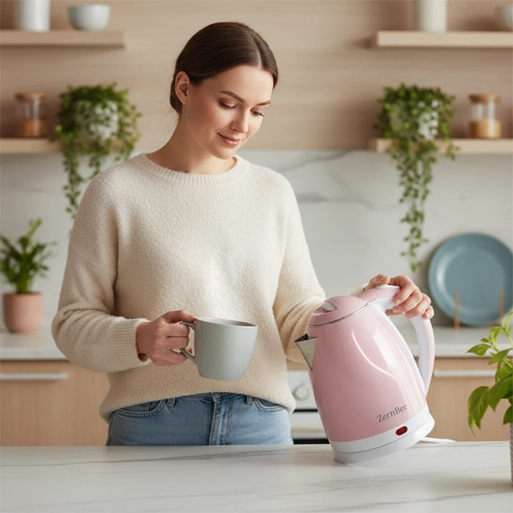 Electric Kettle 60oz 1000W with LED Indicator – Fast Boiling Hot Water Kettle with Heating Base, Auto Shut-Off & Boil-Dry Protection, Perfect for Coffee & Tea, Ideal Holiday Gift – Blue