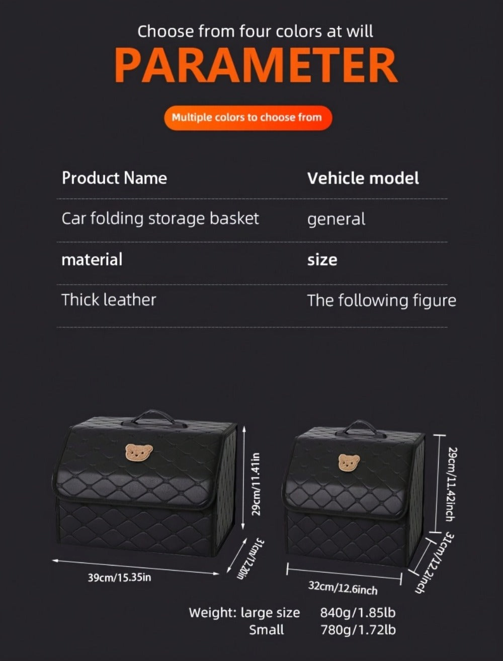 Car Trunk Storage Box Foldable Faux Leather Organizer – High-Capacity 30L/35L Vehicle Cargo Box, Multi-Pocket Space-Saving Trunk Organizer for Women, Daily Use & Road Trips