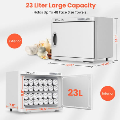 Hot Towel Warmer Cabinet 23L Holds 72 Towels Heats to 158-176°F in 10-15 Min – Professional Salon & Spa Facial Towel Steamer for Esthetician, Massage & Hair Beauty, Black & White