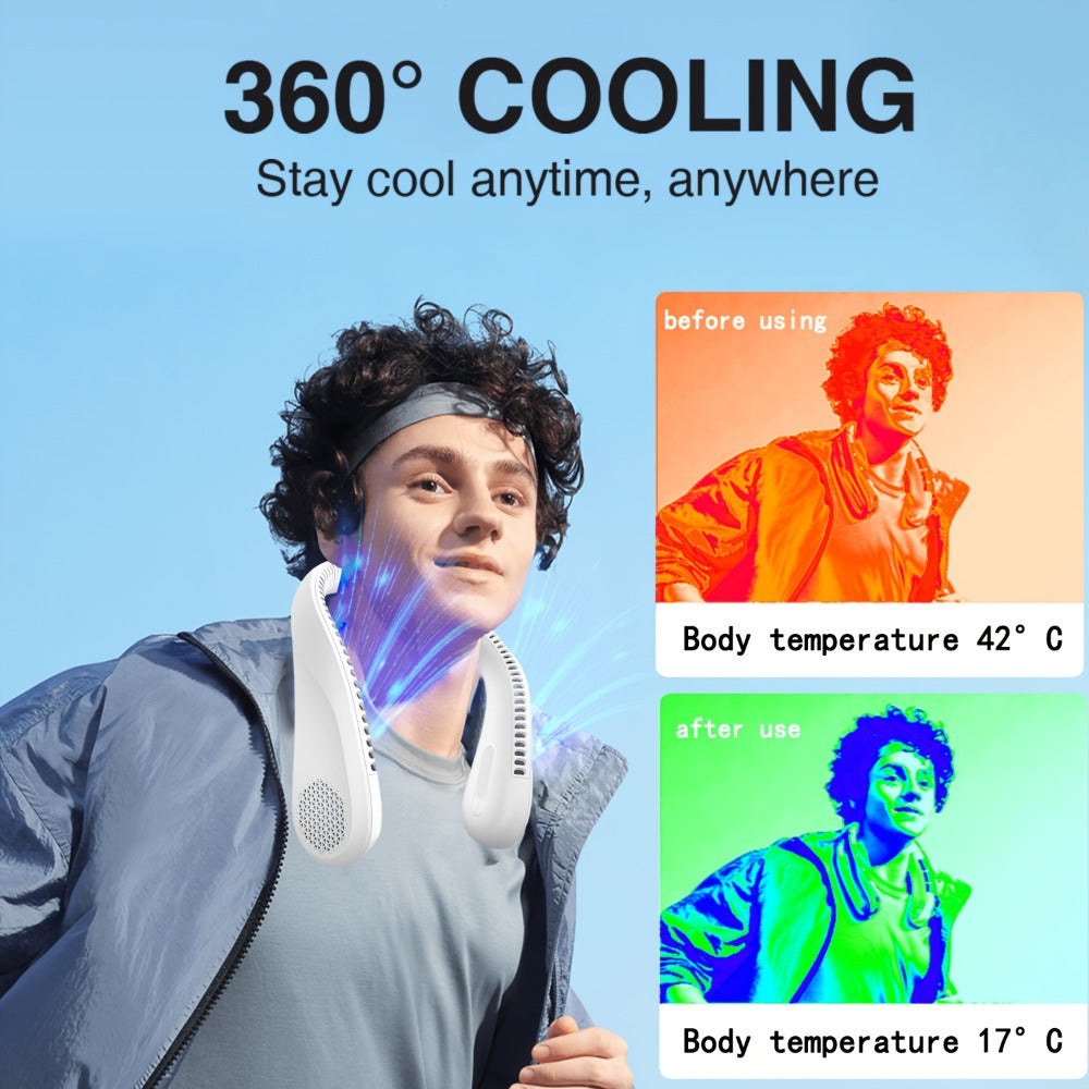 Bladeless Neck Fan Rechargeable, 4 Speed Hands-Free Portable Neck Fan 66 Vents 4-16 Hours Battery, Type-C USB Wearable Cooling Fan Lightweight for Outdoor Hiking Travel BBQ Picnic Fishing Jobsite