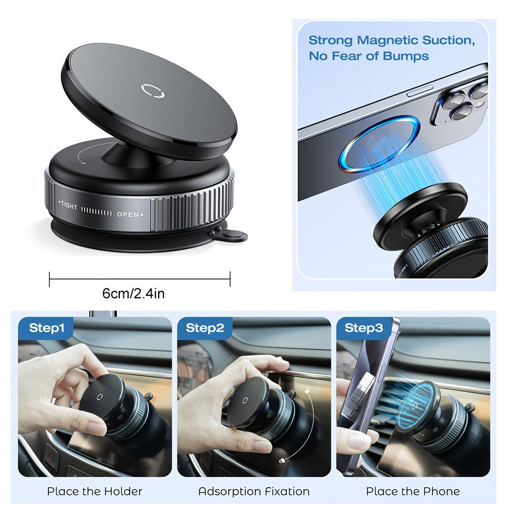 360-Degree Adjustable Magnetic Phone Holder, Designed for New Vehicles, Multifunctional Navigation Mount, Compatible with Cars, Gyms, Mirrors, And Smooth Surfaces, Featuring a Non-Adhesive Suction Cup