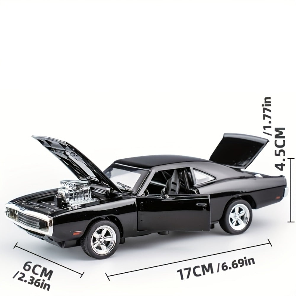 Dodge Challenger Diecast Model Car Zinc Alloy Collectible Static Replica – Highly Detailed Home & Office Decor, Birthday Christmas Gift for Car Enthusiasts (Blue / Black / White)