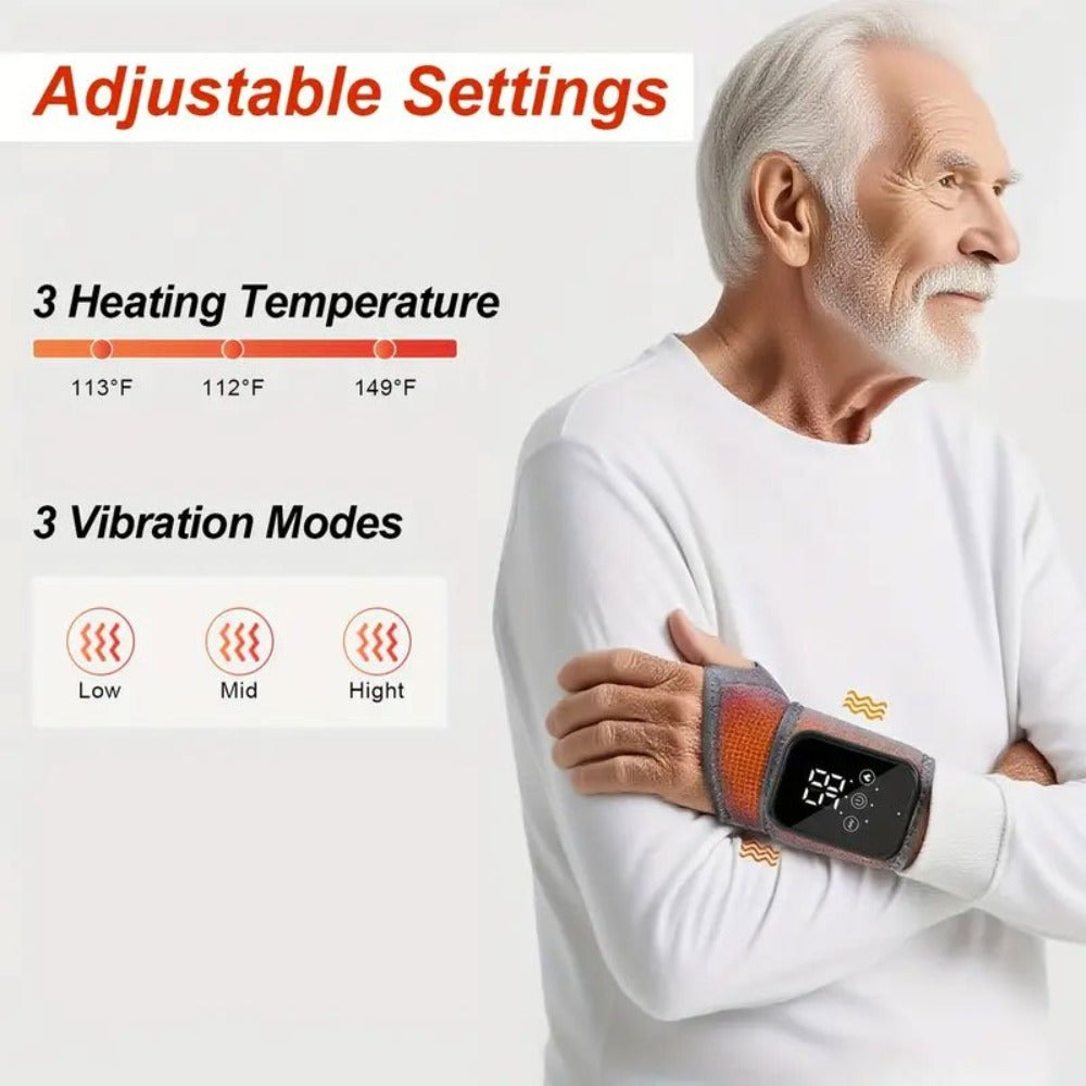 Heated Hand Massager Gloves – Rechargeable Vibrating Wrist & Hand Protector with 3-Speed Heat Control, Warm Massage Gloves for Arthritis, Joint Pain & Winter Hand Care (Unisex)