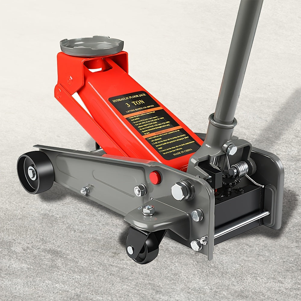3 Ton Floor Jack, Equipped with Wheels, Can Be Safely Lifted And Quickly Lifted, with A Lifting Height Of 460mm And A Range Of 5.31 In-18.11in, Suitable for Various Cars