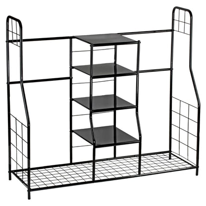 Golf Bag Storage Rack Organizer Steel Dual Bag Holder with 4 Shelves for Clubs Balls Shoes Accessories Garage Basement Home Golf Equipment Organizer Heavy Duty