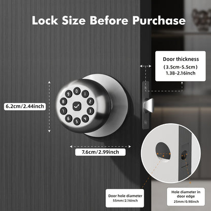 Smart Door Lock Keyless Entry – 3-in-1 APP + PIN + Key Access, Auto-Lock, Wireless Bedroom Door Lock with Durable Alloy Construction, Easy Installation, Holiday Gift for Family (Silver)