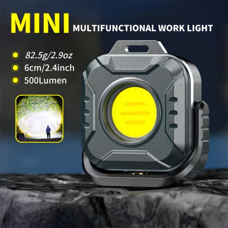 COB LED Work Light Rechargeable 500 Lumen 6 Modes Adjustable Color Temp Mini Tactical Flashlight for Camping Garage Car Repair Emergency EDC