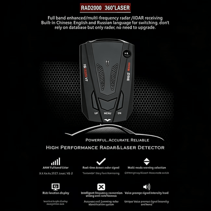 Automotive Radar Detector, V7 Upgraded Chip with 360° Signal Reception, City/Highway Switchable Mode, Compact Design for All Vehicles