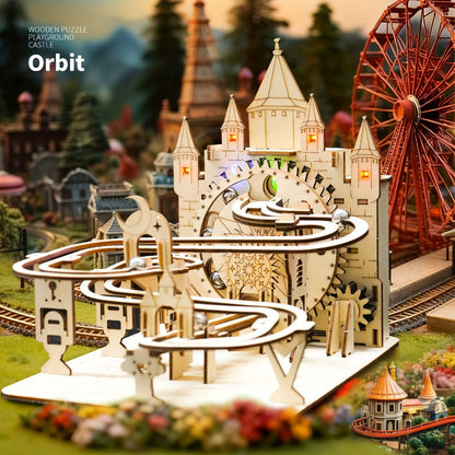 Electric Marble Run Set 3D Handmade Logic Building Construction Puzzle – Educational STEM Toy for Kids Teens Adults, Logical Thinking Engineering Activity, Birthday Christmas Holiday Gift