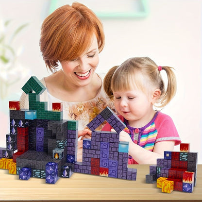 Magnetic Building Tiles 50 100 200 300 Piece STEM Construction Set – 3D Magnet Blocks for Boys & Girls Ages 3+, BPA-Free Creative Learning Toy, Birthday Holiday Gift Random Pattern