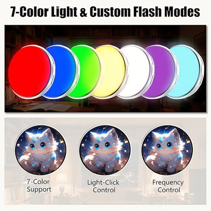Electronic Anime Badge with Display Screen – Dynamic Touch, High Frame Rate, 600mAh Battery, Bluetooth 6.0 & USB Magnetic Charging | Digital Brooch for Cosplay, Concerts & Anime Fans | Black White Purple