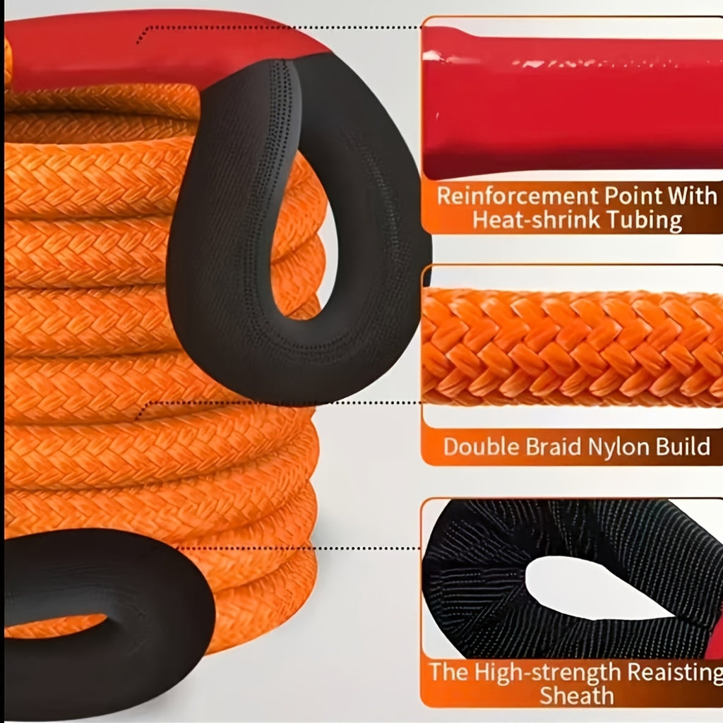 4-Size Heavy-Duty Tow Strap And Hook Kit, 216 In/18 Ft And 374 In/31.17 Ft Nylon Recovery Ropes, 5.44 T/12, 000 Pounds And 18.6 T/41, 000 Pounds And 20.87 T/46, 000 Pounds Capacity, 2 Steel D-Ring Shackles And Storage Bag for Trucks, Suvs, Utvs