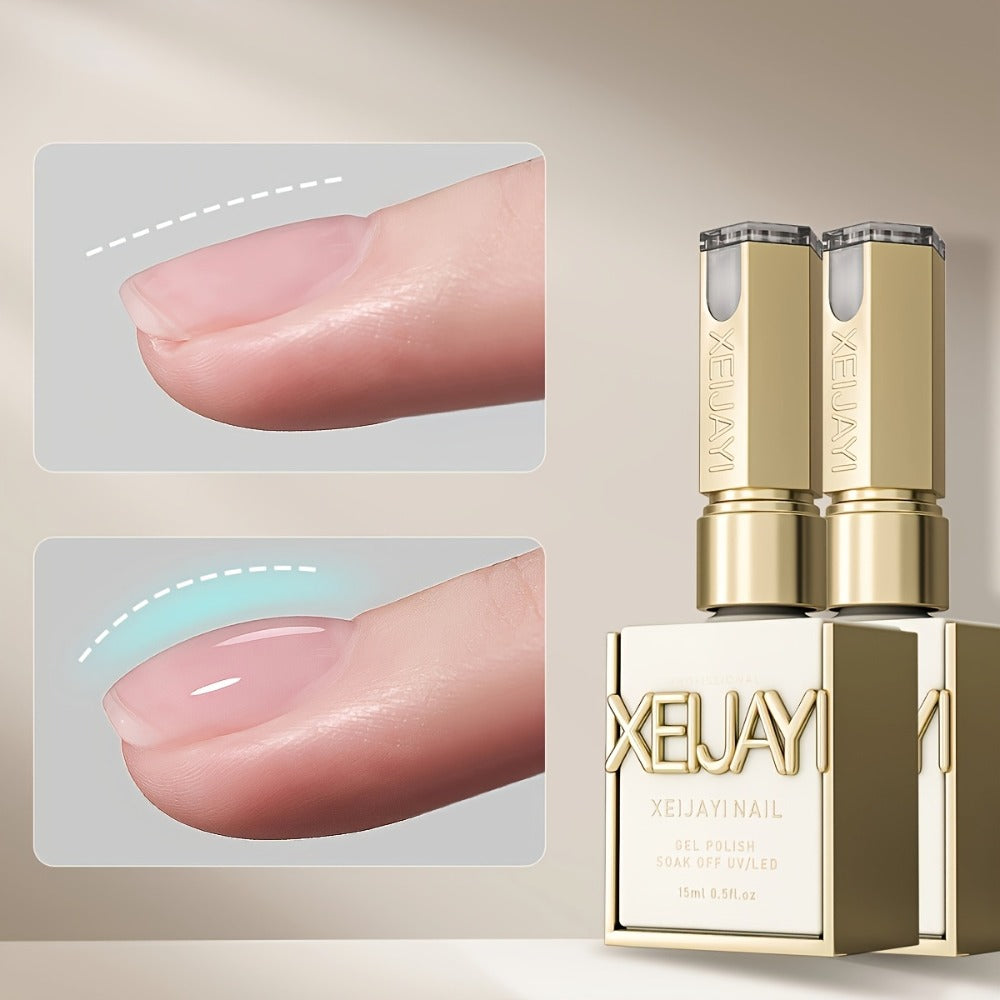 Builder Gel Nail Extension Base 4-in-1 XEIJAYI 2pcs 15ml - Leveling Reinforcement Sealing Adhesion Alcohol-Free Construction Primer Gel for Nail Salons & DIY Strengthening Base Coat 0.51oz Each