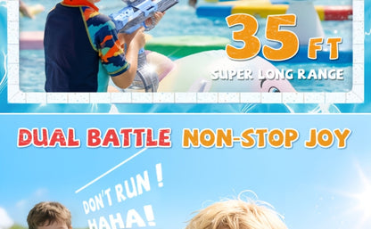 Kids Electric Water Gun with Sound Effects for Ages 3-6 – Automatic High Capacity Squirt Blaster Long Range, Toddler Summer Outdoor Pool Beach Backyard Party Toy, Birthday Gift for Boys Girls, 2-Pack Option