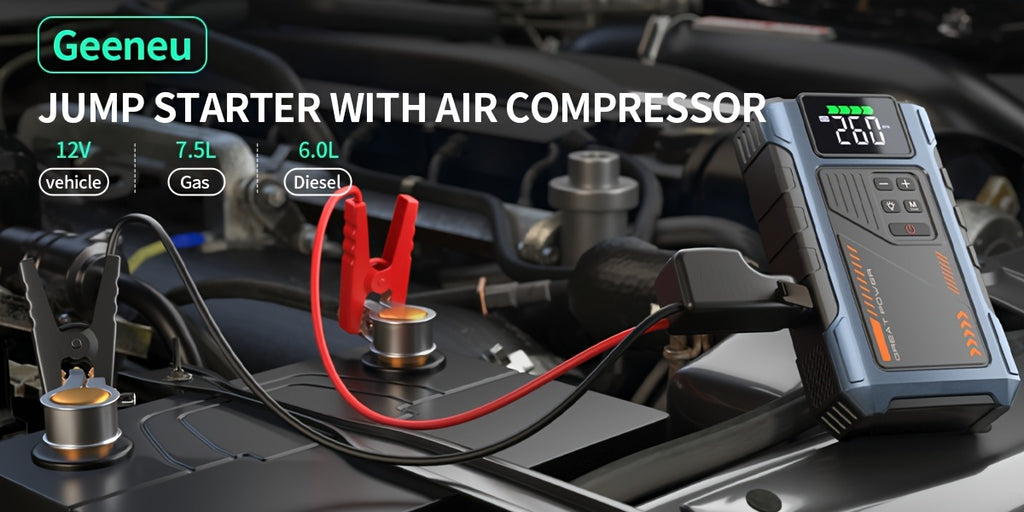 4000A Peak Car Jump Starter with Air Compressor, All-in-One Portable Battery Jump Starter & Tire Inflator, Suitable for 2.38 Gal Gas/ 1.98 Gal Diesel Engines, Car Battery Charger with LED Light & USB Power Bank Function, Car Jump Starter