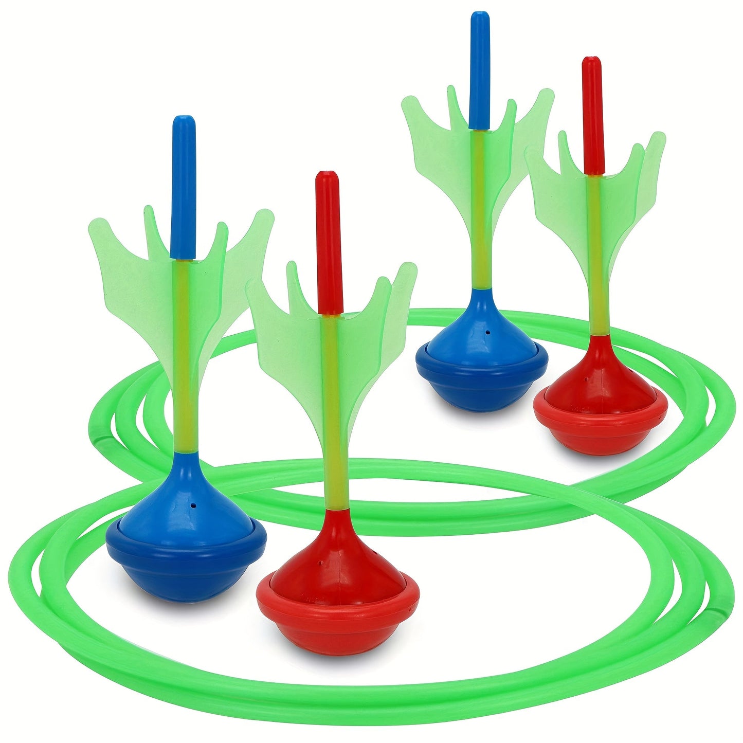 Lawn Darts Game Set Glow in the Dark – 6 Piece Soft Tip Rubber Dart Set with 2 Target Rings for Kids & Adults, Outdoor Yard Camping Family Fun, Christmas Birthday Gift for Boys & Girls
