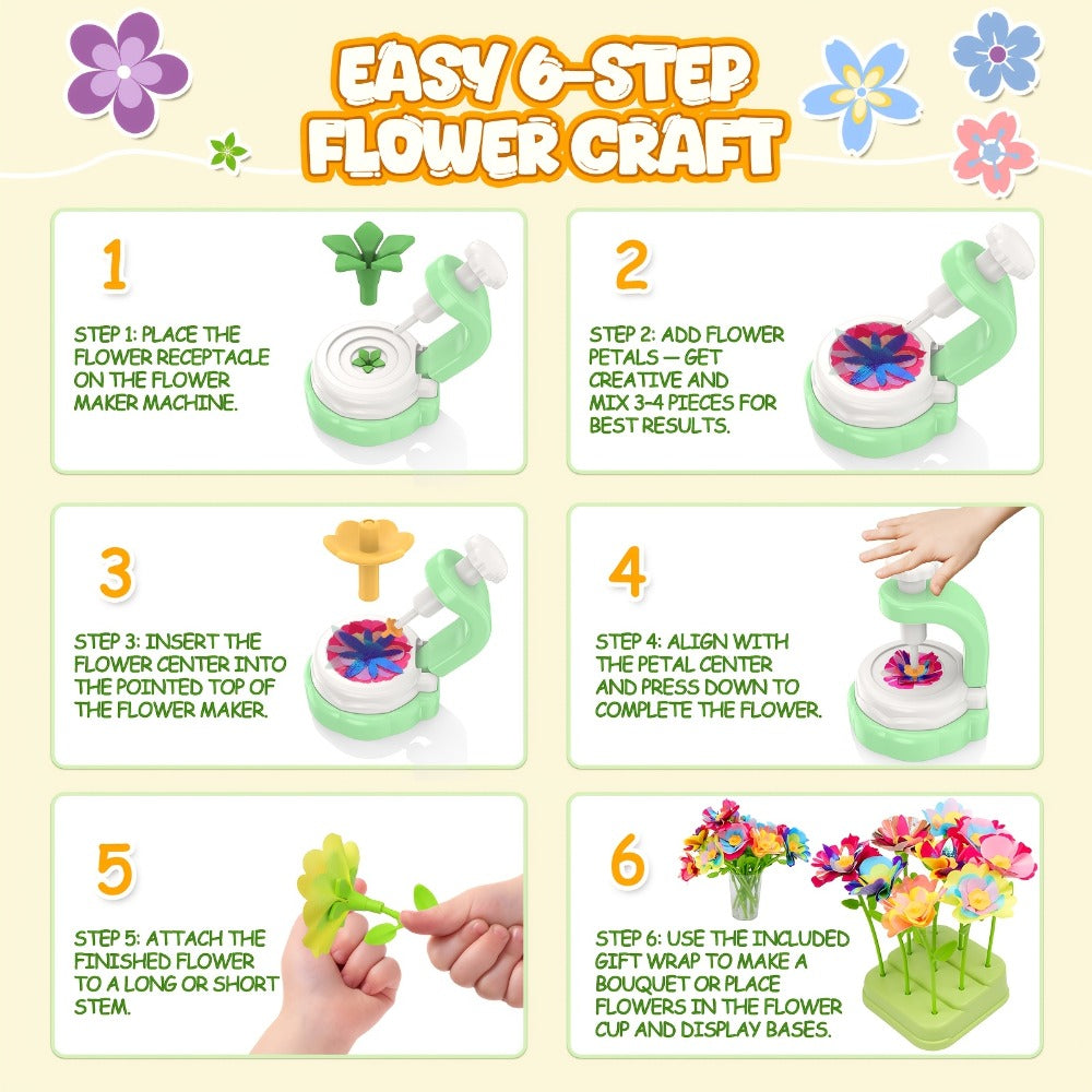 Build Your Own Flower Bouquet Kit for Kids – DIY Arts and Crafts Flower Toy Creative Activity, Educational Gift for Girls Boys Toddlers Ages 3 4 5 6