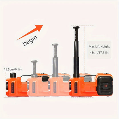 E-HEELP Electric Car Jack Kit 5Ton 12V Hydraulic Car Jack Lift (Lifting Range: 6.1-17.7 Inch) with Electric Impact Wrench for SUV MPV Sedan Truck Tire Change Garage Repair, Without Battery