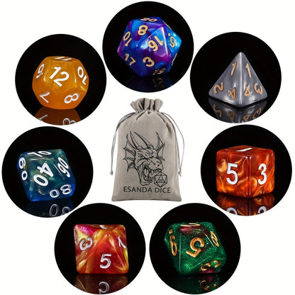 DND Polyhedral Dice Set 141pcs – 20 Complete 7-Die Sets for D&D RPG Tabletop Games, Includes Velvet Bag, Acrylic Multi-Color Dice for Dungeons and Dragons, MTG, Pathfinder