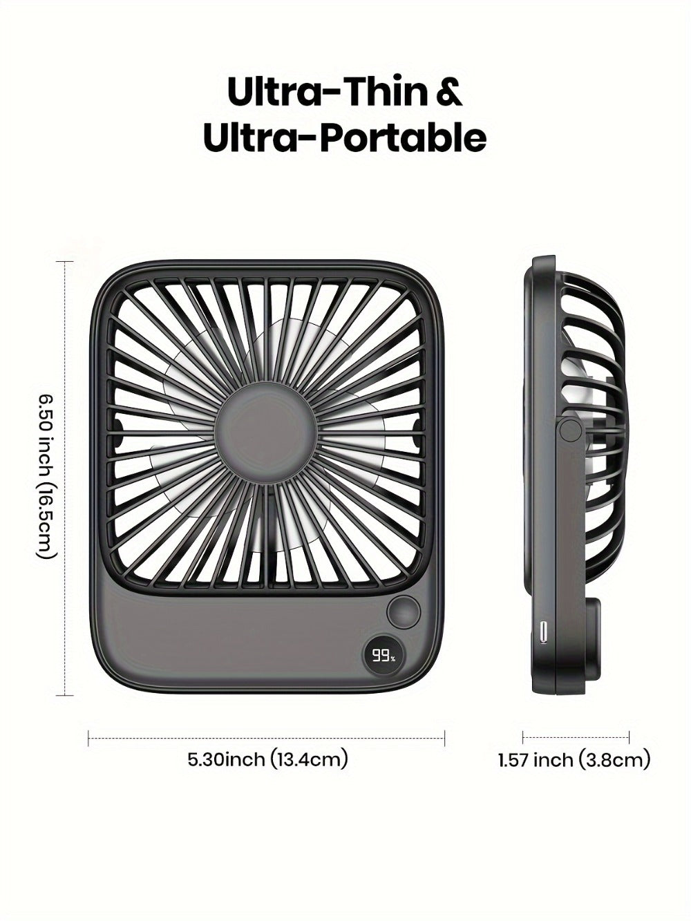 USB Desk Fan Battery Operated | 2000mAh & 5000mAh Rechargeable Mini Personal Fan, 4-Speed Adjustable, 180° Tilt & Foldable, Ultra-Quiet Strong Airflow for Office, Bedroom & Desktop Use – Black, Pink, White