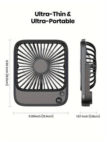 USB Desk Fan Battery Operated | 2000mAh & 5000mAh Rechargeable Mini Personal Fan, 4-Speed Adjustable, 180° Tilt & Foldable, Ultra-Quiet Strong Airflow for Office, Bedroom & Desktop Use – Black, Pink, White