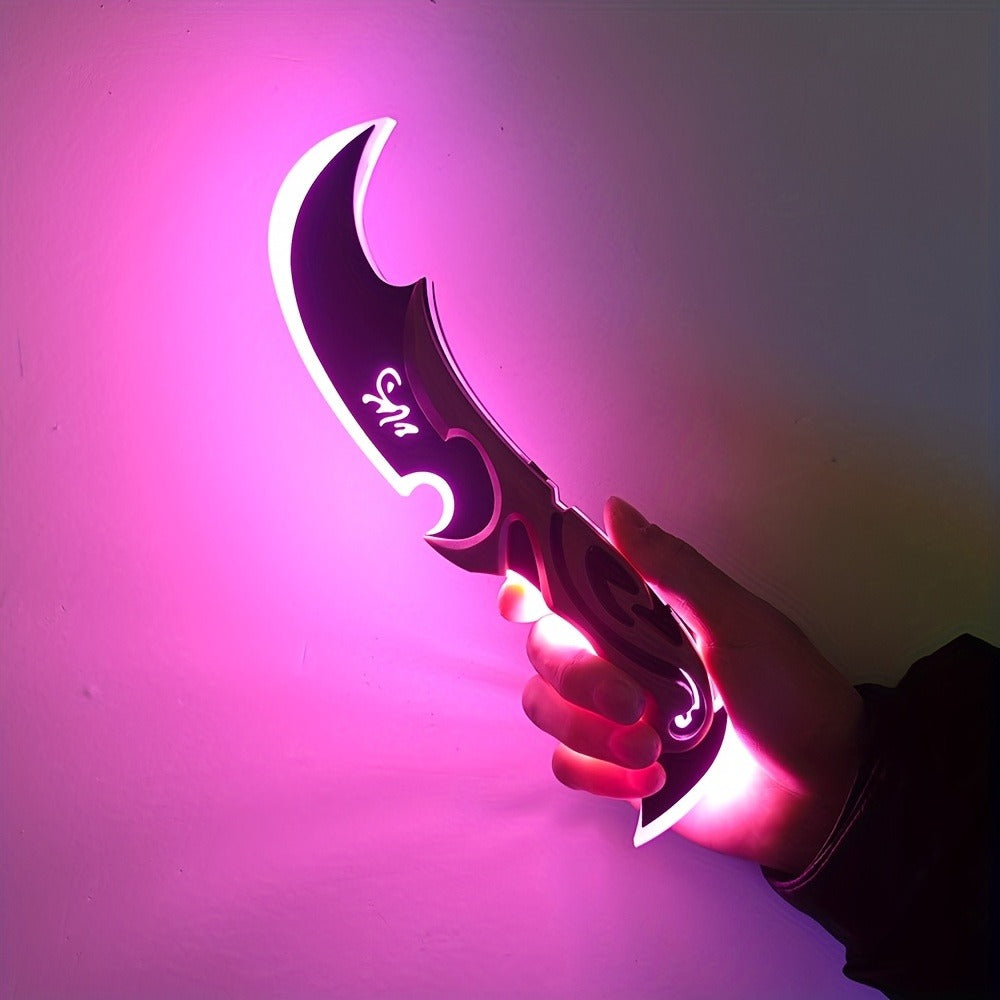 LED Light Up Half Moon Blade Rechargeable Sci-Fi Cosplay Prop 30cm – Halloween Role Play Game Peripheral Model Collection Gift, Multiple Colors