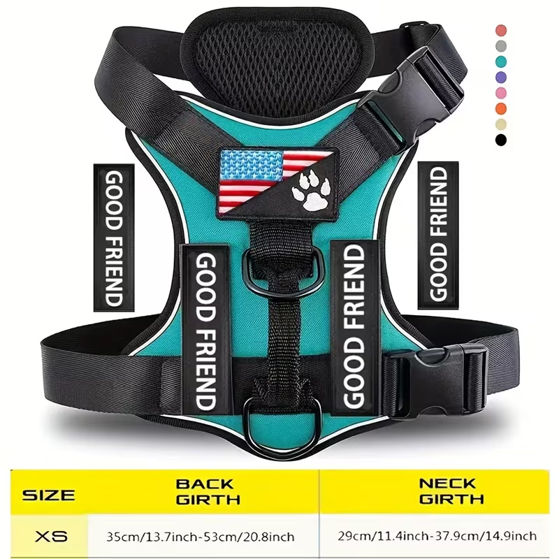 Service Dog Harness with 5 Patches – Reflective Adjustable Oxford Vest with Inner Mesh Layer, Service Dog ID System for Small Medium Large Dogs, XS–XL, 5 Colors
