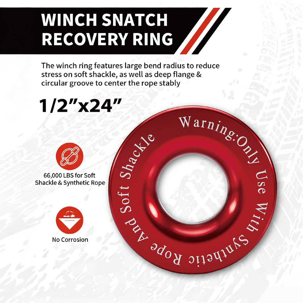 3-Pack Recovery Ring And Soft Shackle (1/2 Inch X 22 Inch) Kit for Synthetic Winch Rope for ATV UTV SUV Truck Off-Road Vehicle Recovery