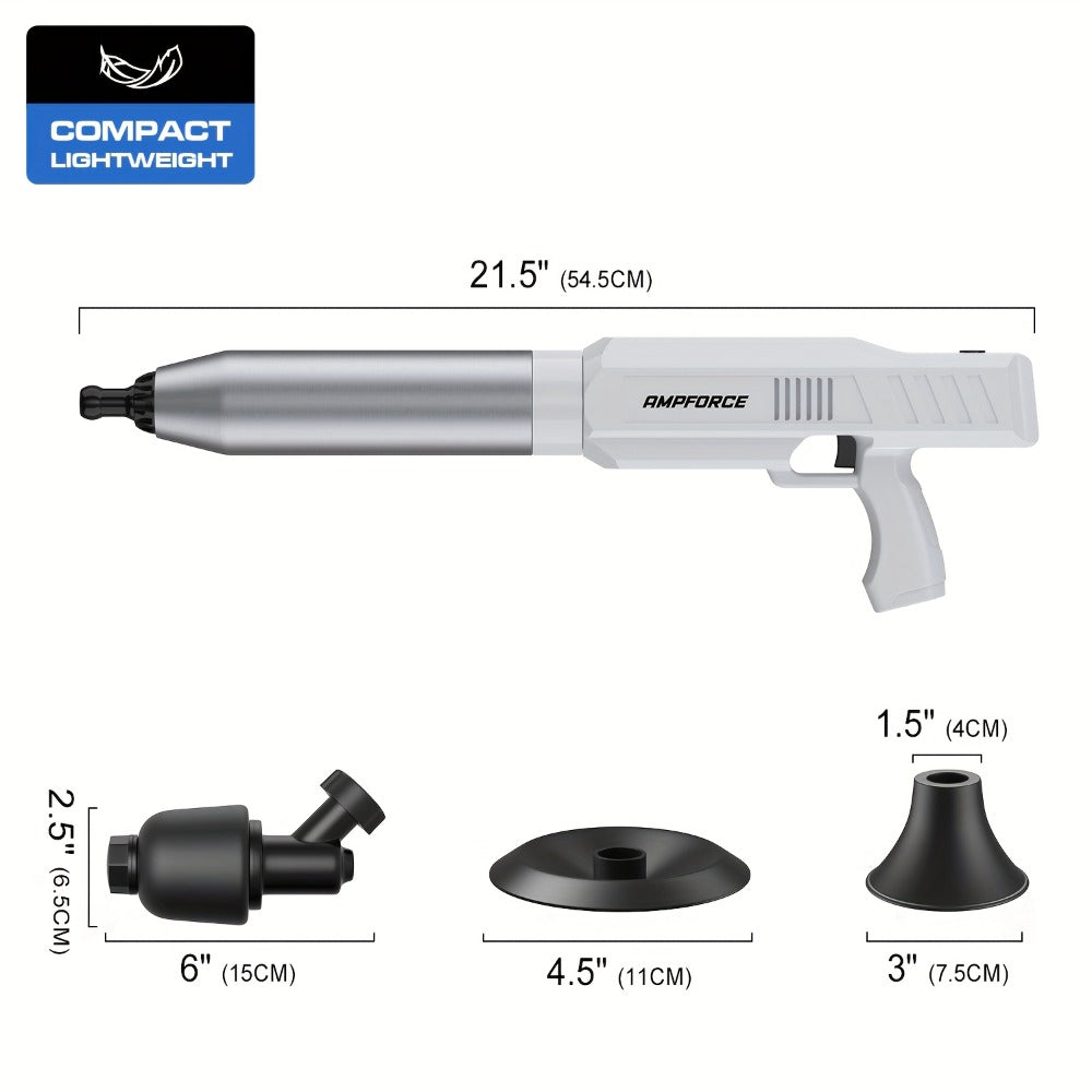 Electric Toilet Plunger 8V Cordless – High-Pressure Pneumatic Toilet Unclogger with Real-Time Pressure Display, Power Drain Opener for Clogged Toilets, Sinks & Floor Drains, Mess-Free & Reusable