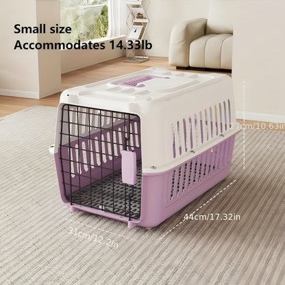 Airline Approved Pet Carrier - IATA & FAA Certified Dog Cat Travel Crate, Breathable Portable Pet Carrier Box with Buckle Closure & Easy Assembly for Airplane Cabin Transport, 3 Colors 2 Sizes