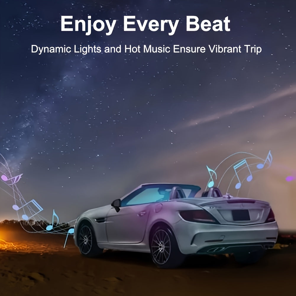 118" RGB LED Car Interior Lighting Kit - USB Powered, App-Controlled with Music Sync & Fiber Optics for Dashboard And Doors, Without Battery
