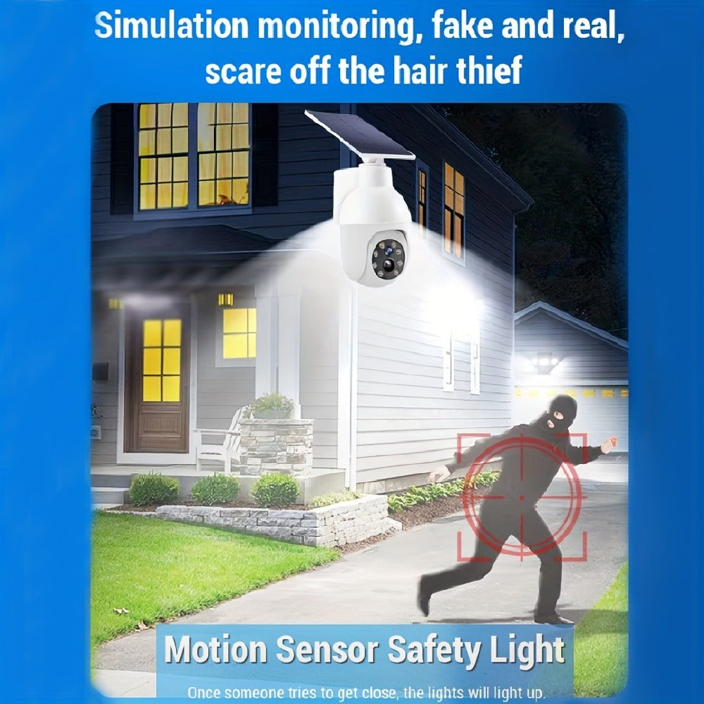 Solar Security Light with Fake Camera Design – Motion Sensor Outdoor LED Warning Light, Solar Powered, Weatherproof, Dummy Camera Style Deterrent for Home, Yard, Garage & Driveway