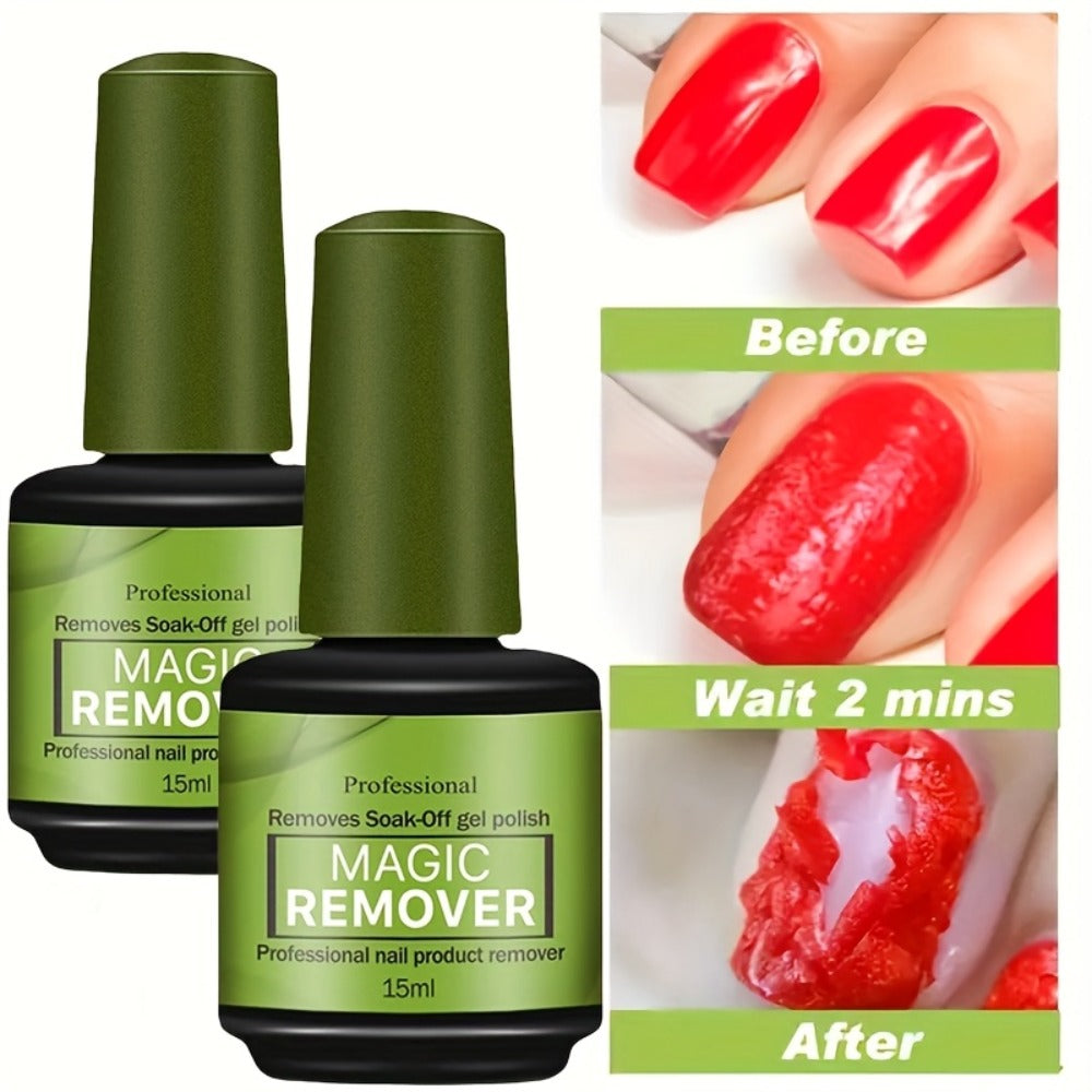 Gel Nail Polish Remover 3pcs Set – Soak Off Gel Nails, Nail Glue & Acrylic Nails in 2-3 Minutes | Fast Gentle Formula for Home DIY & Salon Use | Nail Care Kit for Women & Men
