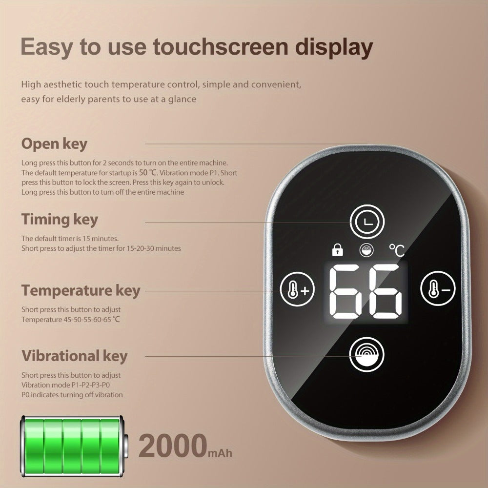 Electric Heated Knee Massager 3-in-1, Vibrating Heating Pad for Knee Shoulder Elbow, 5 Temperature Settings 45-65°C, 3-Speed Massage, Wireless Wearable Pain Relief Wrap