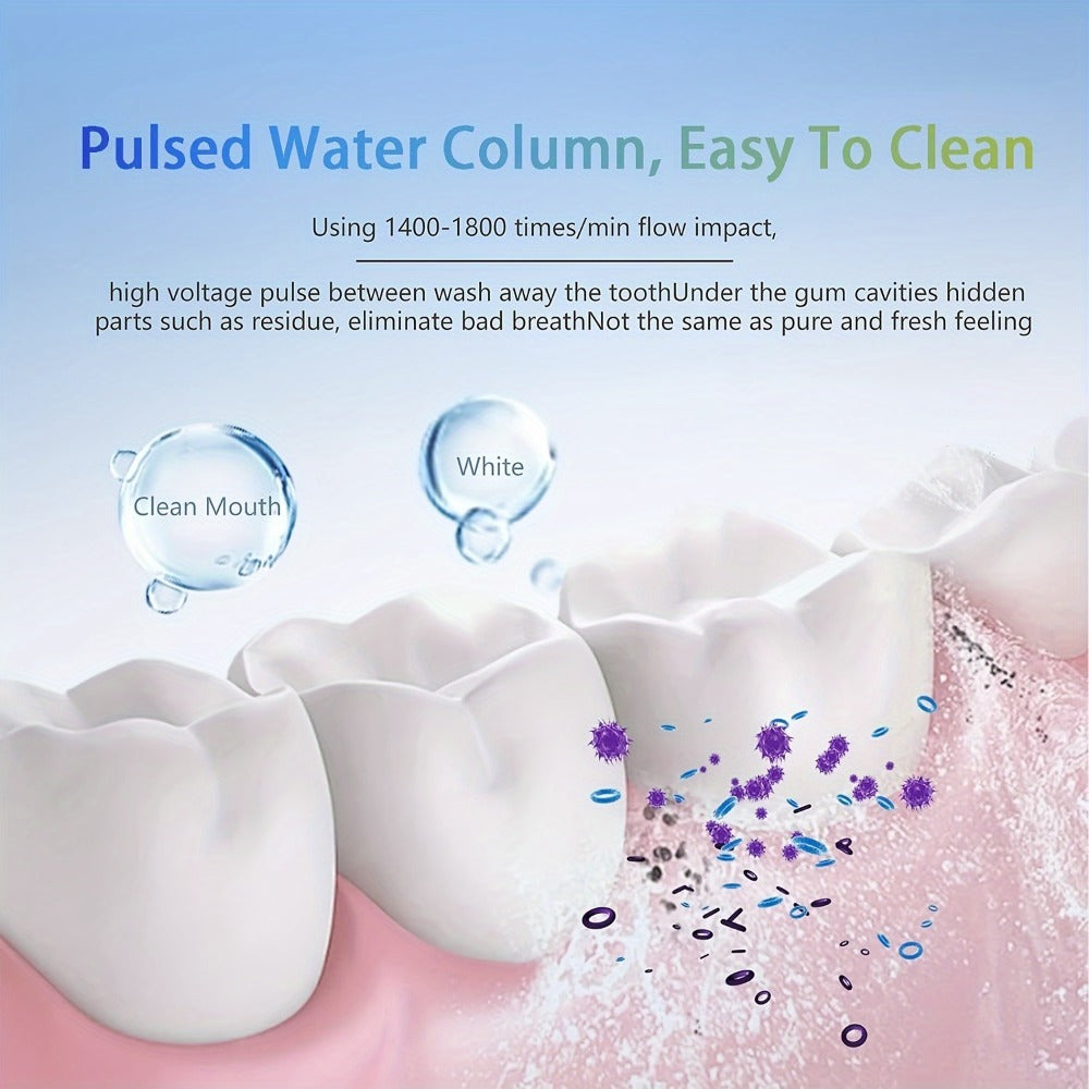 Electric Oral Irrigator Water Flosser with 360° Rotating Nozzle & Precision Pressure Control — Deep Cleans Teeth & Gums, Replaceable Heads, USB Rechargeable, 4 Colors, Home & Travel