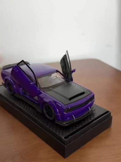 Dodge Hellcat Diecast Car Model 1:32 Scale Alloy Replica with Display Base | Openable Doors, Collectible Mini Vehicle | Birthday Christmas Gift for Car Lovers