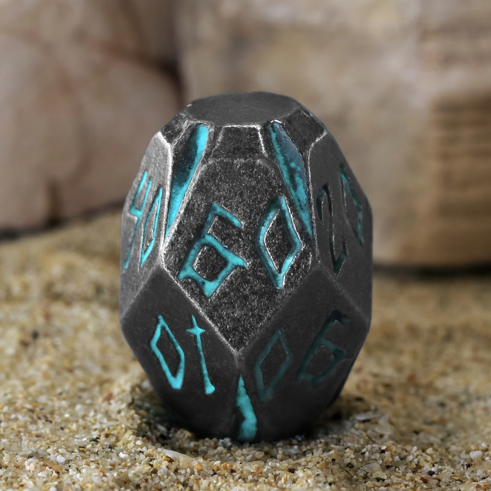 Metal DnD Dice Set 7pcs Glow in the Dark – Stonehenge Zinc Alloy Polyhedral Dice with Display Box, D4 D6 D8 D10 D12 D20 for D&D RPG Tabletop Games, Unique Gamer Gift Blue