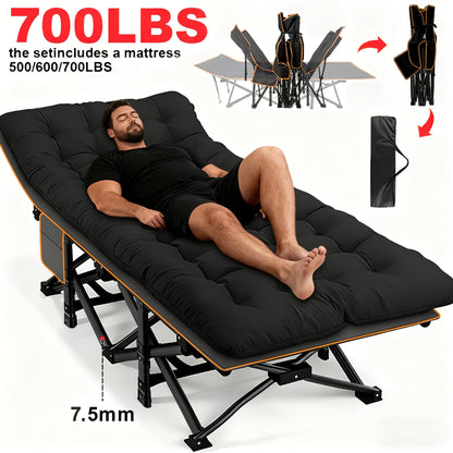 Heavy Duty Folding Bed 500 600 700 LBS Capacity Extra Large Portable Camping Cot Guest Bed with Optional Mattress Sturdy Steel Frame Flip-Up Foldable Patio Sofa Bed
