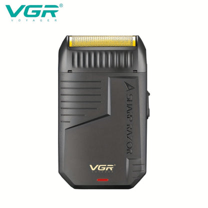 Electric Foil Shaver for Men USB Rechargeable Cordless – VGR Professional Beard Sideburn Trimmer Close Shave Travel-Ready Minimalist Black Design, Great Gift for Him Models V-363 V-375