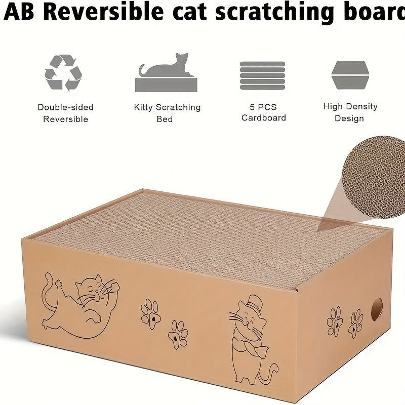 Cat Scratching Board & Bed Combo – 5-Layer Large Corrugated Cardboard Scratcher with Premium Texture, Replaceable Design for Indoor Cats & Kittens, Standard & Extra Large, Set of 5