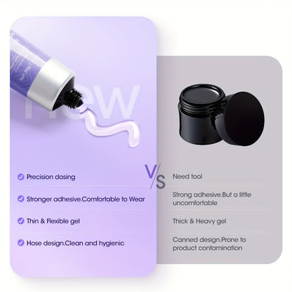 Nail Glue Gel UV LED Solid Formula 30g — Crystal Clear Extra Strong Bond for Press On Nails, Acrylic Tips, Nail Extensions & Rhinestones | Repositionable Before Cure | Lasts Up to 30 Days