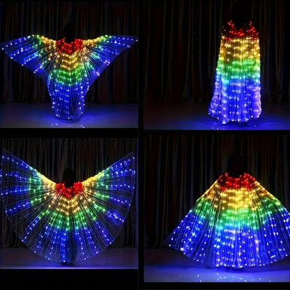 LED Feather Dance Costume Glowing Luminous – Light Up Belly Dance Performance Dress for Women Halloween Christmas Mardi Gras Rave Stage Show White Purple Warm White