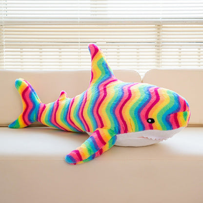 Shark Stuffed Animal Plush Pillow 24 Inch – Jumbo Soft Cute Shark Plush Toy for Kids Boys Girls Adults, Ocean Sea Animal Cuddle Pillow, Birthday Christmas Holiday Gift, Blue Grey Rainbow Colors