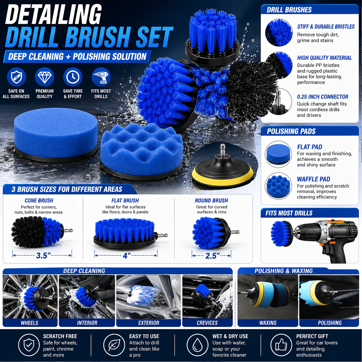 46pcs Car Cleaning And Washing Kit, Internal Detail Cleaning Kit, Equipped with High-power Handheld Vacuum Cleaner, Foldable Bucket, Windshield Tool, Snow Shovel, Tire Brush, Complete Set Of Car Care Tools, Holiday Gift for Family